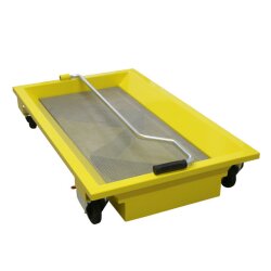 Fahrbare 60 l Öl Auffangwanne -  3/4" Ablassventil - Gitterrost - 2 Lenkrollen - 2 feste Rollen