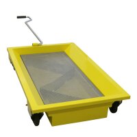Fahrbare 60 l Öl Auffangwanne -  3/4" Ablassventil - Gitterrost - 2 Lenkrollen - 2 feste Rollen
