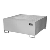 Bauer Edelstahl Auffangwanne - für 1 x IBC Container - 146 x 146 cm - mit Stützfüßen - Gitterrost optional