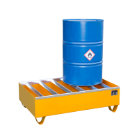 Bauer Auffangwanne für 2 x 200 Liter Fässer - 120 x 80 cm - mit Profilrost - mit Stützfüßen - Stahl - verschiedene Ausführungen