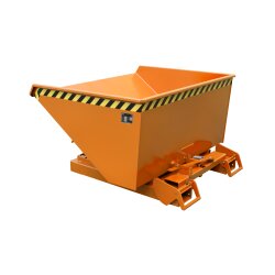 Bauer Automatischer Kippbehälter 0,9 m³ - max. 1000 kg - Stahl lackiert - für Stapler - RAL 2000 Gelborange