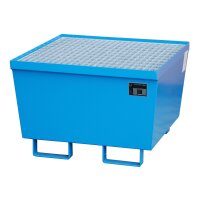 Bauer Auffangwanne für 1 x 200 Liter Fässer - 80 x 80 cm - mit Gitterrost - 100 mm Unterfahrhöhe - lackiert - Lichtblau