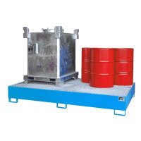Bauer Auffangwanne - f&uuml;r 2 x 1000 L Container + 10 x 200 L F&auml;sser - 269 x 165 x 37,5 cm - lackiert - Lichtblau