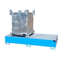 Bauer Auffangwanne - f&uuml;r 2 x 1000 Liter Container - 265 x 130 x 43,5 cm - mit St&uuml;tzf&uuml;&szlig;en - lackiert - Lichtblau