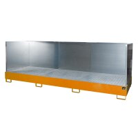 Bauer Auffangwanne - f&uuml;r 3 x 1000 L Container - 385 x 130 x 34 cm - mit Stahlf&uuml;&szlig;en - lackiert - Gelborange