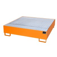 Bauer Auffangwanne - für 4 x 200 Liter Fässer - 146 x 146 x 35,5 cm - mit Stützfüßen - lackiert - Gelborange