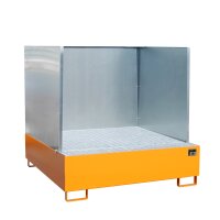 Bauer Auffangwanne - für 4 x 200 Liter Fässer - 146 x 146 x 35,5 cm - mit Stützfüßen - lackiert - Gelborange