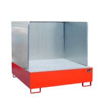 Bauer Auffangwanne - für 4 x 200 Liter Fässer - 146 x 146 x 35,5 cm - mit Stützfüßen - lackiert - Feuerrot