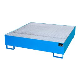 Bauer Auffangwanne - für 4 x 200 Liter Fässer - 146 x 146 x 35,5 cm - mit Stützfüßen - lackiert - Lichtblau