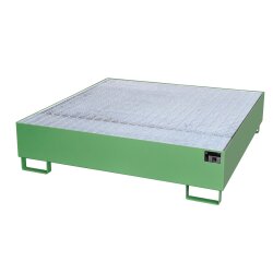 Bauer Auffangwanne - für 4 x 200 Liter Fässer - 146 x 146 x 35,5 cm - mit Stützfüßen - lackiert - Resedagrün