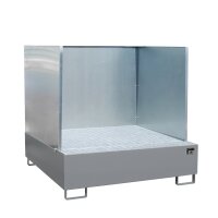Bauer Auffangwanne - für 4 x 200 Liter Fässer - 146 x 146 x 35,5 cm - mit Stützfüßen - lackiert - Mausgrau