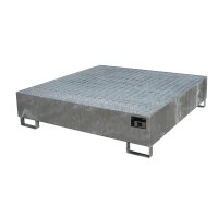 Bauer Auffangwanne - für 4 x 200 Liter Fässer - 146 x 146 x 35,5 cm - mit Stützfüßen - Feuerverzinkt