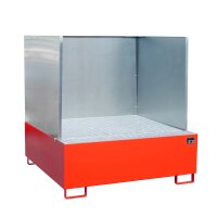 Bauer Auffangwanne - für 4 x 200 Liter Fässer - 146 x 146 x 52,5 cm - mit Stützfüßen - lackiert - Feuerrot