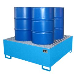 Bauer Auffangwanne - für 4 x 200 Liter Fässer - 146 x 146 x 52,5 cm - mit Stützfüßen - lackiert - Lichtblau