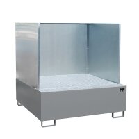 Bauer Auffangwanne - für 4 x 200 Liter Fässer - 146 x 146 x 52,5 cm - mit Stützfüßen - lackiert - Mausgrau
