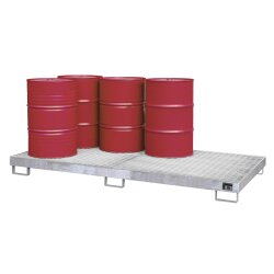 Bauer Auffangwanne - für 8 x 200 Liter Fässer - 265 x 130 cm - unterfahrbar - feuerverzinkt