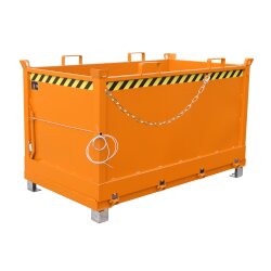Bauer Klappbodenbehälter 3-fach stapelbar 1,5 m³ - max. 1500 kg - Stahl lackiert - RAL 2000 Gelborange