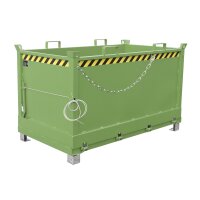 Bauer Klappbodenbehälter 3-fach stapelbar 1,5 m³ - max. 1500 kg - Stahl lackiert - RAL 6011 Resedagrün
