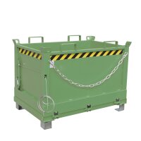 Bauer Klappbodenbehälter 3-fach stapelbar 0,5 m³ - max. 1000 kg - Stahl lackiert - RAL 6011 Resedagrün