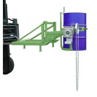Bauer Fasskipper für 110 - 220 Liter Fässer - Kippvorgang mit Endloskette - Aufnahmen für Gabelstapler - Stahl lackiert - RAL 6011 Resedagrün