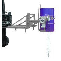 Bauer Fasskipper für 110 - 220 Liter Fässer - Kippvorgang mit Endloskette - Aufnahmen für Gabelstapler - Stahl lackiert - RAL 7005 Mausgrau
