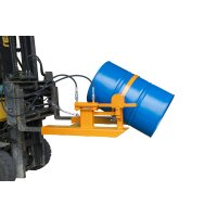 Bauer Fasskipper für 200 Liter Fässer - Kippvorgang mit Hubzylinder - Aufnahmen für Gabelstapler - Stahl lackiert - RAL 2000 Gelborange