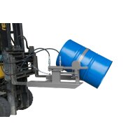 Bauer Fasskipper für 200 Liter Fässer - Kippvorgang mit Hubzylinder - Aufnahmen für Gabelstapler - Stahl lackiert - RAL 7005 Mausgrau