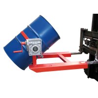 Bauer Fasskipper für 200 Liter Fässer - Kippvorgang mit Handkurbel - Aufnahmen für Gabelstapler - Stahl lackiert - RAL 3000 Feuerrot