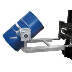 Bauer Fasskipper für 200 Liter Fässer - Kippvorgang mit Handkurbel - Aufnahmen für Gabelstapler - Stahl - feuerverzinkt