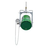 Bauer Fasskipper für 200 Liter Fässer - Kippvorgang mit Endloskette - Aufnahmen für Gabelstapler - Stahl - feuerverzinkt