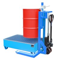 Bauer Fassheberoller für 110-220 Liter Fässer - mit Fassklammer und Zugdeichsel - Stahl lackiert - RAL 5012 Lichtblau