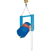 Bauer Fasskipper für 60-220 Liter Fässer - Kippvorgang mit Endloskette - Aufnahmen für Gabelstapler - Stahl lackiert - RAL 5012 Lichtblau
