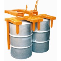 Bauer Fasswender für 2 x 200 Liter Fässer - max. 600 kg - Aufrichten und Hinlegen möglich - Stahl verzinkt - RAL 2000 Gelborange