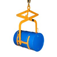 Bauer Fasswendezange für 1 x 200 Liter Fass - zum vertikalen und horizontalen Heben - max. 300 kg - Stahl lackiert - RAL 2000 Gelborange