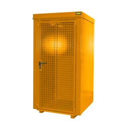 Bauer Gasflaschen-Container für 9 Gasflaschen - Feuerbeständige Wände und Dach F 90 - 1185 x 1090 x 2205 mm - Abschliessbar - Tränenblechboden - lackiert - RAL 2000 Gelborange