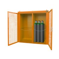 Bauer Gasflaschen-Container für 60 Gasflaschen - Feuerbeständige Wände und Dach F 90 - 3120 x 1570 x 2295 mm - Abschliessbar - Tränenblechboden - lackiert - RAL 2000 Gelborange