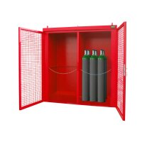 Bauer Gasflaschen-Container für 60 Gasflaschen - Feuerbeständige Wände und Dach F 90 - 3120 x 1570 x 2295 mm - Abschliessbar - Tränenblechboden - lackiert - RAL 3000 Feuerrot