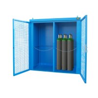 Bauer Gasflaschen-Container für 60 Gasflaschen - Feuerbeständige Wände und Dach F 90 - 3120 x 1570 x 2295 mm - Abschliessbar - Tränenblechboden - lackiert - RAL 5012 Lichtblau