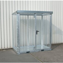 Bauer Gasflaschen-Container mit Dach und Boden - für 32 Gasflaschen Ø 230 mm - 2115 x 1155 x 2260 mm - Tränenblechboden - Abschließbar - feuerverzinkt