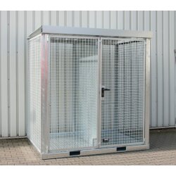 Bauer Gasflaschen-Container mit Dach und Boden - für 45 Gasflaschen Ø 230 mm - 2115 x 1570 x 2260 mm - Tränenblechboden - Abschließbar - feuerverzinkt