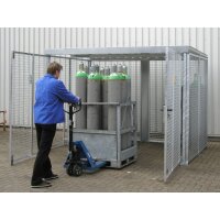 Bauer Gasflaschen-Container mit Dach - f&uuml;r 32 Gasflaschen &Oslash; 230 mm - 2100 x 1085 x 2070 mm - Abschliessbar - feuerverzinkt