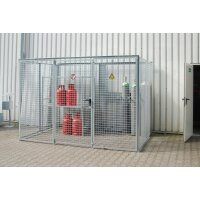 Bauer Gasflaschen-Container mit Dach - f&uuml;r 48 Gasflaschen &Oslash; 230 mm - 2100 x 1500 x 2070 mm - Abschliessbar - feuerverzinkt