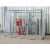 Bauer Gasflaschen-Container ohne Dach - f&uuml;r 104 Gasflaschen &Oslash; 230 mm - 2400 x 2100 x 2070 mm - Abschliessbar - feuerverzinkt