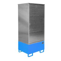Bauer Gefahrstoff Schrank mit Auffangwanne für 1 x 200 Liter Fass - allseitig geschlossen - Stahl lackiert - RAL 5012 Lichtblau