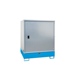 Bauer Gefahrstoff Schrank mit Auffangwanne für 4 x 200 Liter Fass - allseitig geschlossen - Stahl lackiert - RAL 5012 Lichtblau