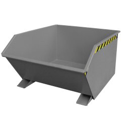Bauer Kippbehälter mit geringer Bauhöhe 1,0 m³ - max. 1500 kg - Stahl lackiert - RAL 7005 Mausgrau