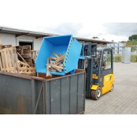 Bauer Kippbehälter mit geringer Bauhöhe 1,0 m³ - max. 1500 kg - Stahl lackiert - RAL 7005 Mausgrau