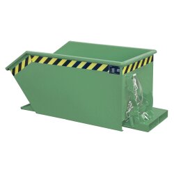 Bauer Kippbehälter mit geringer Bauhöhe 0,3 m³ - max. 750 kg - Stahl lackiert - RAL 6011 Resedagrün