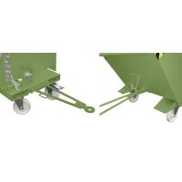 Bauer Kippbehälter mit geringer Bauhöhe 0,3 m³ - max. 750 kg - Stahl lackiert - RAL 6011 Resedagrün