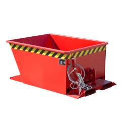 Bauer Kippbehälter mit Seilzug zu öffnen 0,3 m³ - max. 750 kg - Stahl lackiert - RAL 3000 Feuerrot